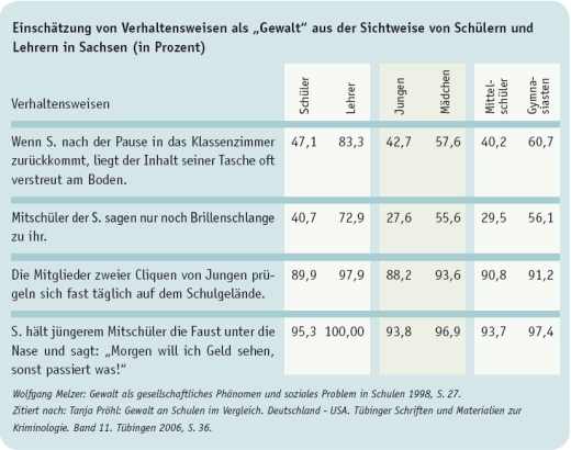 Einschätzung von Verhaltensweisen als Gewalt